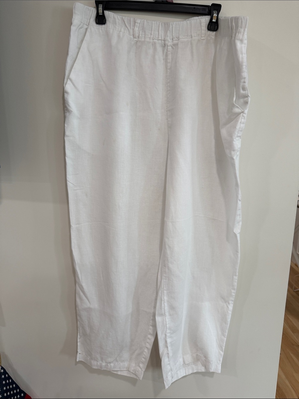 Relaxed Wide Leg Linen Pants — White